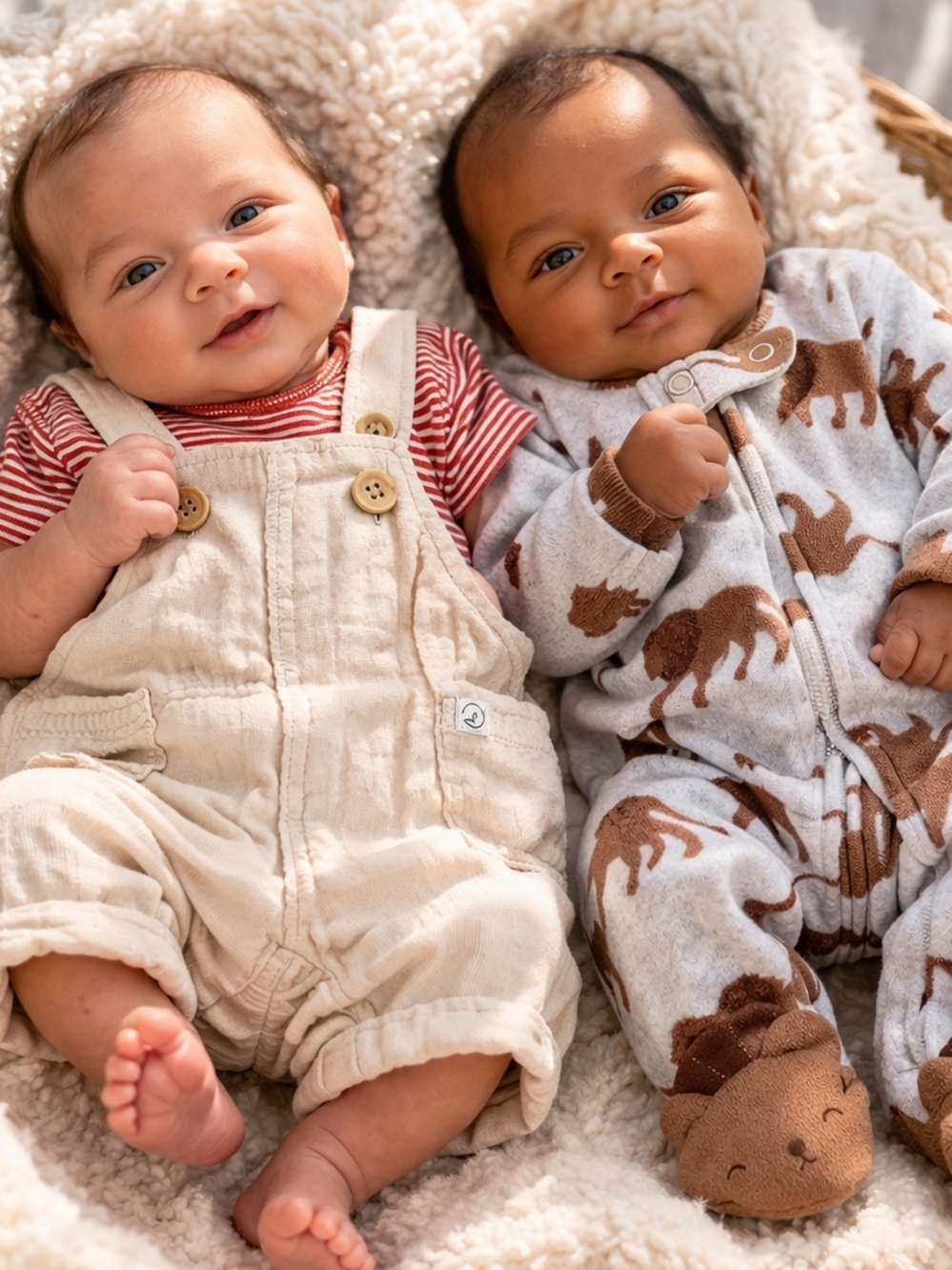 Carter’s Newborn Baby Boy Bundle | Lion Footed Sleeper + Organic Overalls  #644